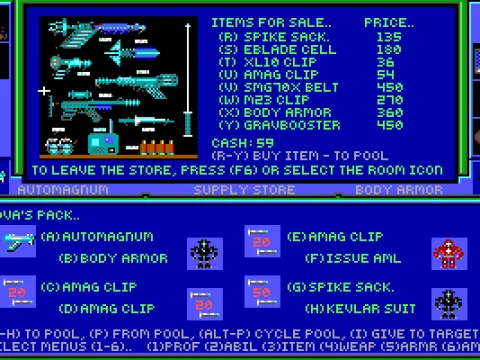 
											Buying various items and equipment