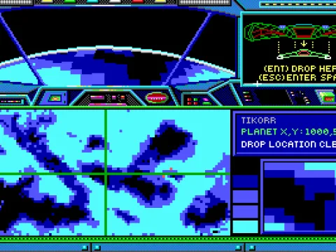 
											Orbiting the planet Tikorr. It has no shielded areas - you can drop with your hovercraft wherever you want to