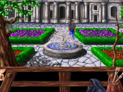 
											Palace exterior with fountain