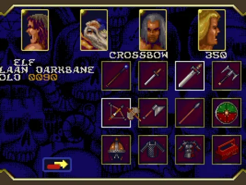 
											Between dungeon romps, one can upgrade one's equipment...if you have the gold. In some ways, Hero Quest plays like a turn based Diablo.