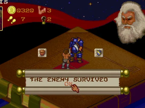 
											The Barbarian gets impetuous, and finds himself fighting a Chaos Warrior all by himself.