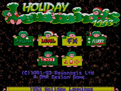 
											Holiday Lemmings 1993 start screen