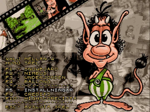 
											Main menu - F1-F4 selects one of the four minigames.