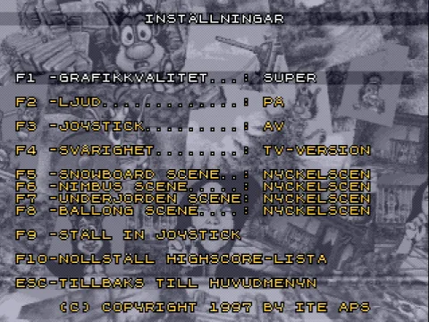 
											Options: You can select difficulty as TV or Arcade modes.
The ending scene choice for each minigame is to get treasure, free your family or be captured if you fail.
