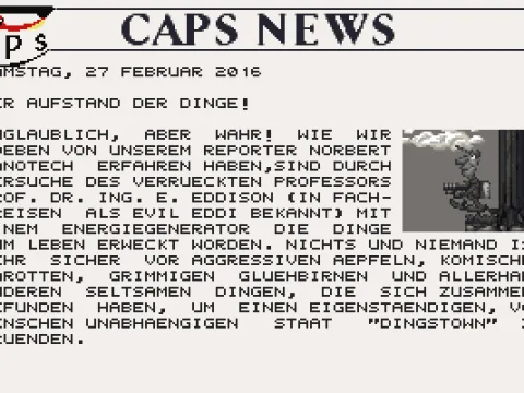 
											The background story is told in the form of a newspaper article (German version).