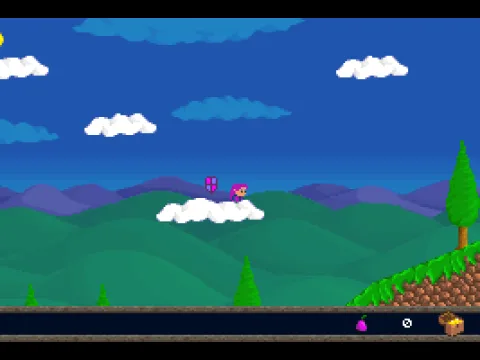 
											Typical for the genre, you can jump on clouds to collect useful items and reach secret areas.