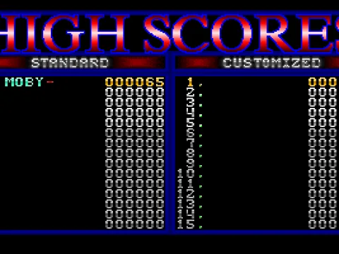 
											The high score table