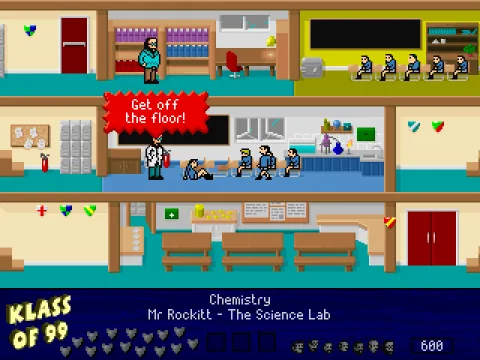
											Eric sitting on the floor of the science lab.