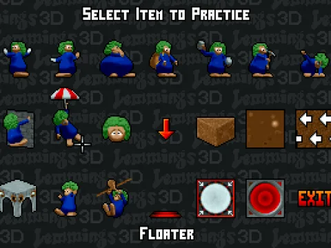 
											There's a lot of stuff to practice in Lemmings 3D.
