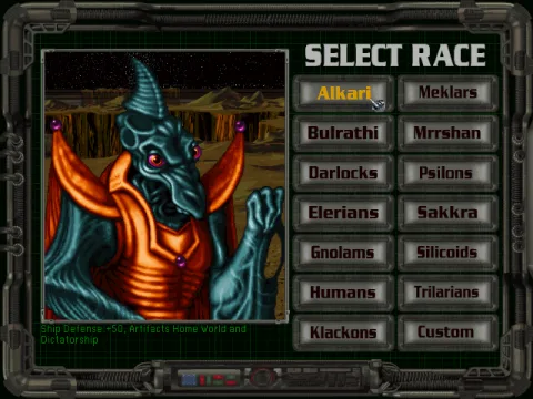 
											Race selection - Alkari
