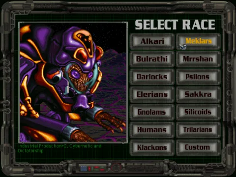 
											Race selection - Meklars