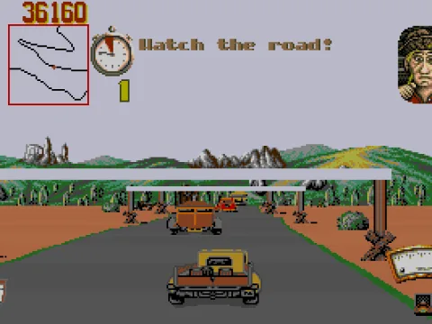 
											Trying to outride a brown car ahead.