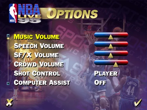 
											Options screen
