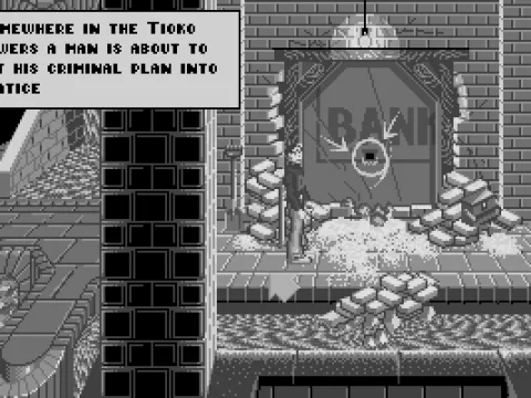 
											New sequences start in black and white, with comic-like narrator boxes