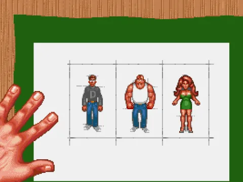 
											The three characters come to life