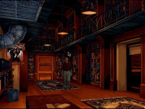 
											Peter Grey's bookstore is the game's starting location. Detailed graphics, and very atmospheric music... sadly, you can't capture that in a screenshot