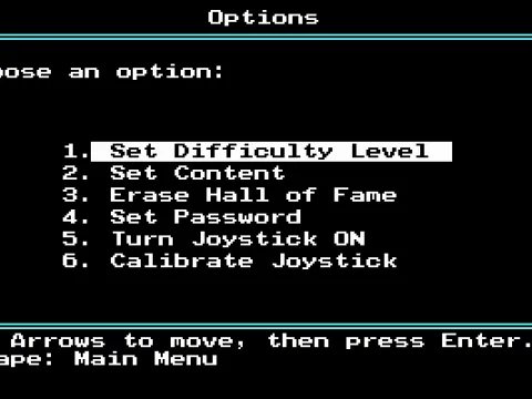 
											Options Screen