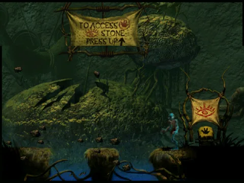 
											Finally outside. Touch the stone to get some advice. Jumping puzzle with falling stones ahead