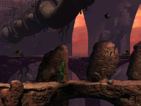 
											The game often shows two levels on one screen, one close, one remote