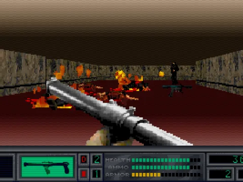 
											The flame thrower sets things alight