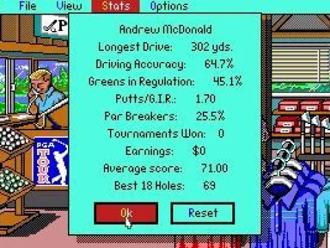 
											Player details screen