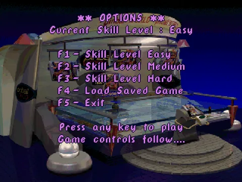 
											Options screen.