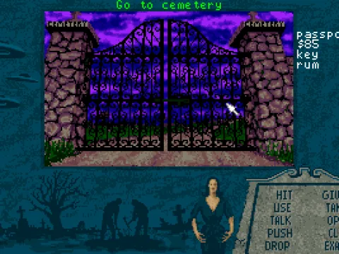 
											The cemetery gates.