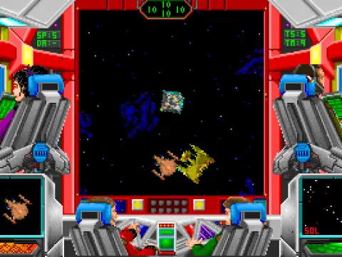
											Flying through space - hostile ships approach!