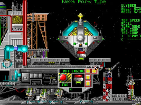 
											In the warehouse you outfit your ships. Looks complicated, but after a while you'll get the hang of it