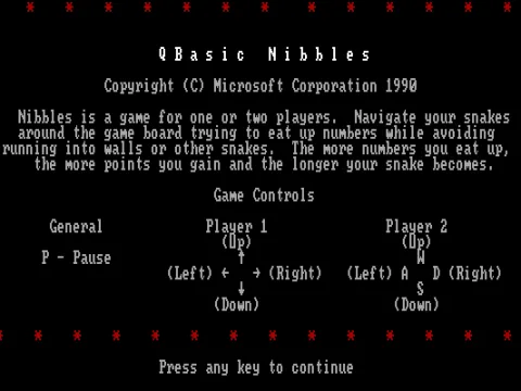 
											Nibbles: Title screen