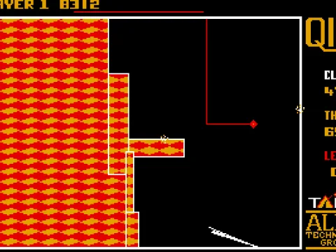 
											Drawing a line; don't let the Qix touch it before it's complete! (MCGA)