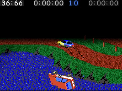 
											The player goes sliding off the track and into the water.