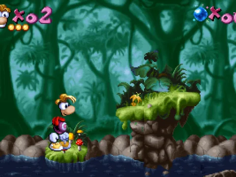 
											Rayman does not like water.