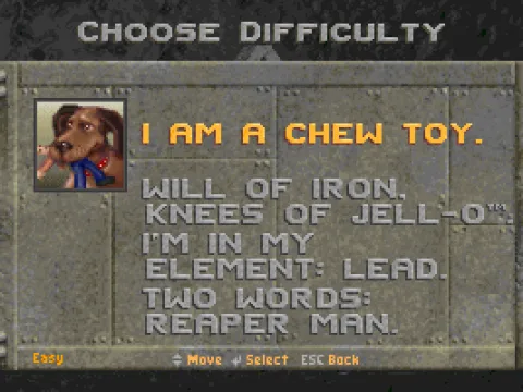 
											Difficulty selection screen.