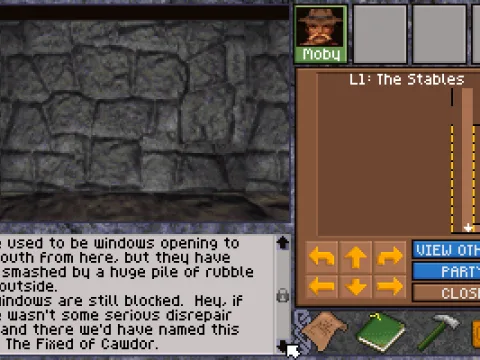 
											The player is shown a large amount of flavor text when exploring, with many humorous passages...