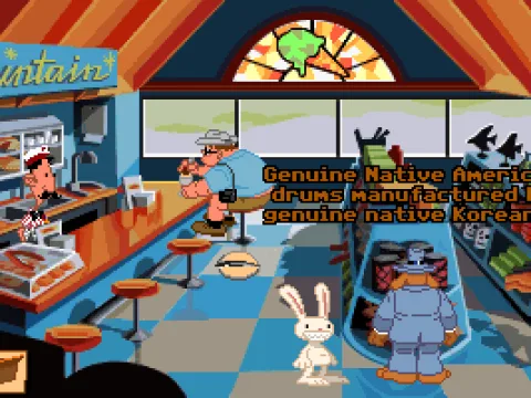 
											Sam comments upon an object he sees in the store