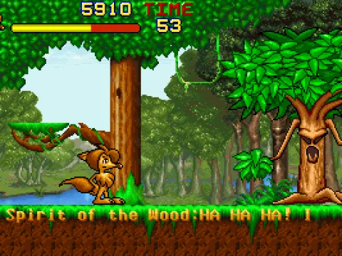 
											The first boss is the Spirit of the Wood.