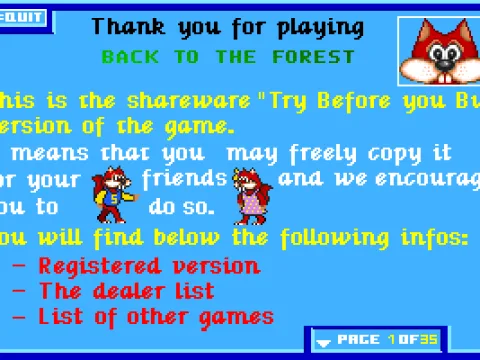 
											The shareware version has ordering info, thirty six screens of it!