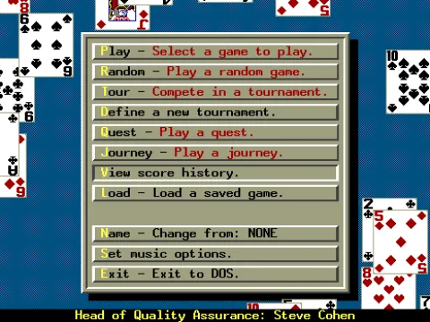 
											Main Menu (with randomly appearing cards)