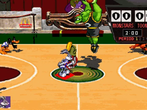 
											The start of the basketball game.