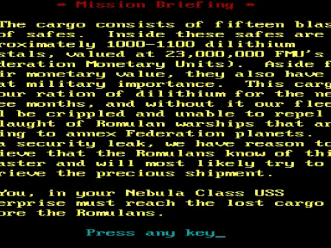
											The stakes are high for the Federation... of course, nothing of this makes any sense in Star Trek lore (Federation Monetary Units???), but it's an unlicensed game...