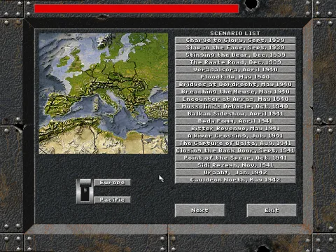 
											Scenario selection