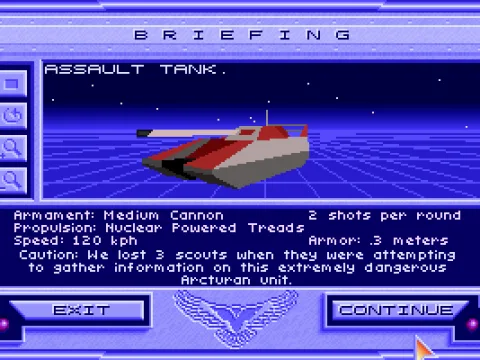 
											The pre-game briefing shows some of the enemies (MCGA/VGA)