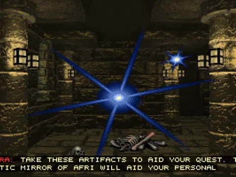 
											Thera welcomes you in the ruins beneath Stonekeep