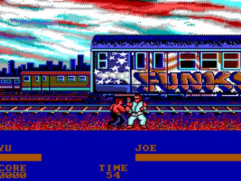 
											Fighting in a trainyard... (EGA)