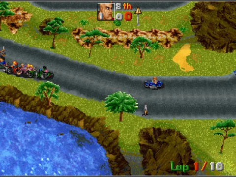 
											You can also play in micro mode, which turns the game into a top-down racer à la Micro Machines.