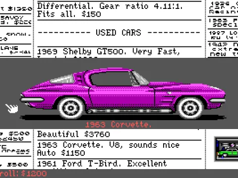 
											Checking out a used car in the paper.