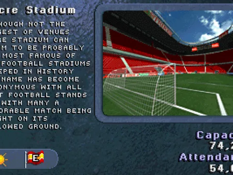 
											Info Screen of one of the stadiums of the game.