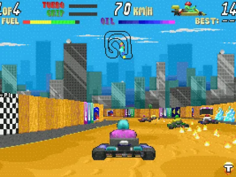 
											Opponents burning up the track