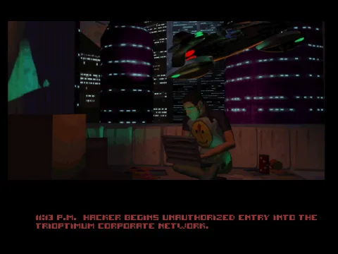 
											FMV intro: a hacker's work is never done... (CD version)